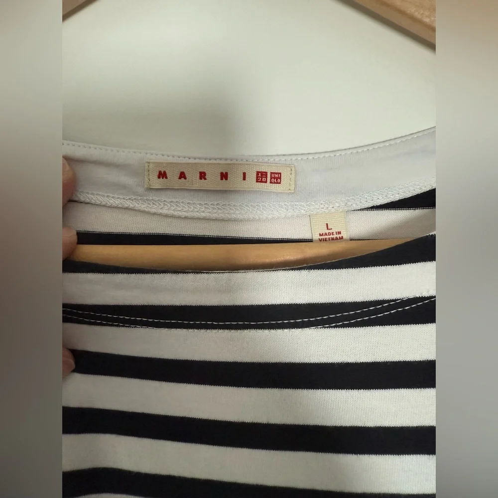 Uniqlo x Marni Blue Stripe Cotton Short Sleeve Midi Dress Size Large - Picture 8 of 11